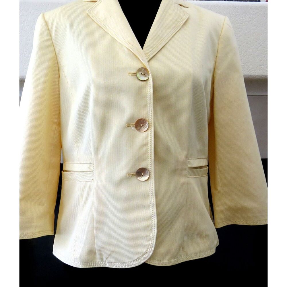 Focus 2000 by Charles Glueck  Vintage Yellow Pinstripe Blazer  10P  EUC - Picture 2 of 10